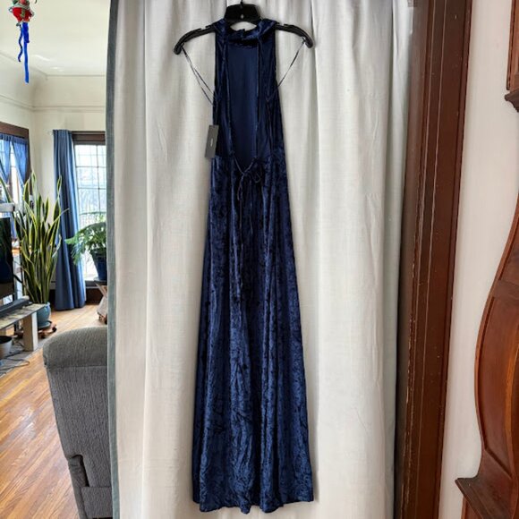 Lulu’s Blue Velvet Maxi Dress with Tie Waist - Picture 5 of 13